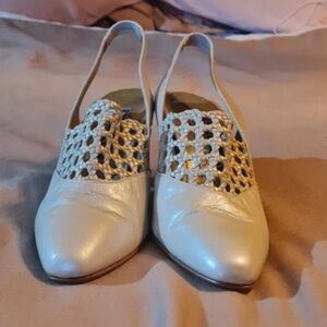 Zac & Rachel Cream Woven Slingback Mules